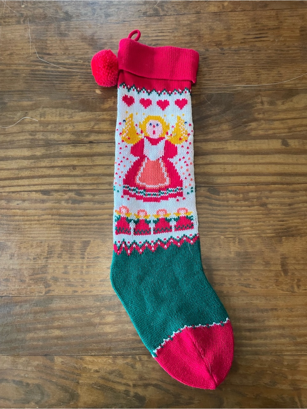 Vintage Sweater Festive Angel Knit Christmas Stocking unique
